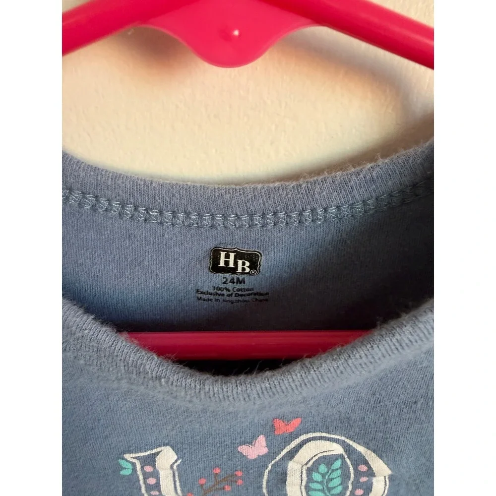HB Baby Girls Blue Long Sleeve LOVE Graphic Cotton Bodysuit 24M